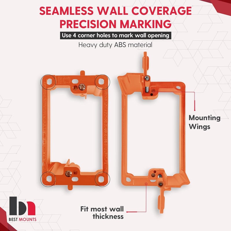 Best Mounts 2 Pack Wall Plate Cable Pass Through with Bracket - In Wall Cable Management Kit - Recessed Cable Wall Plate Pair with Single Gang Low Voltage Mounting Bracket - Decorator Cover for Low Voltage Cables - Image 3